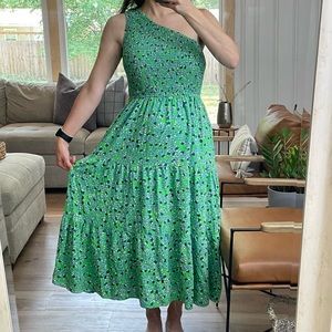 ZCSIA Floral One Shoulder Midi Dress